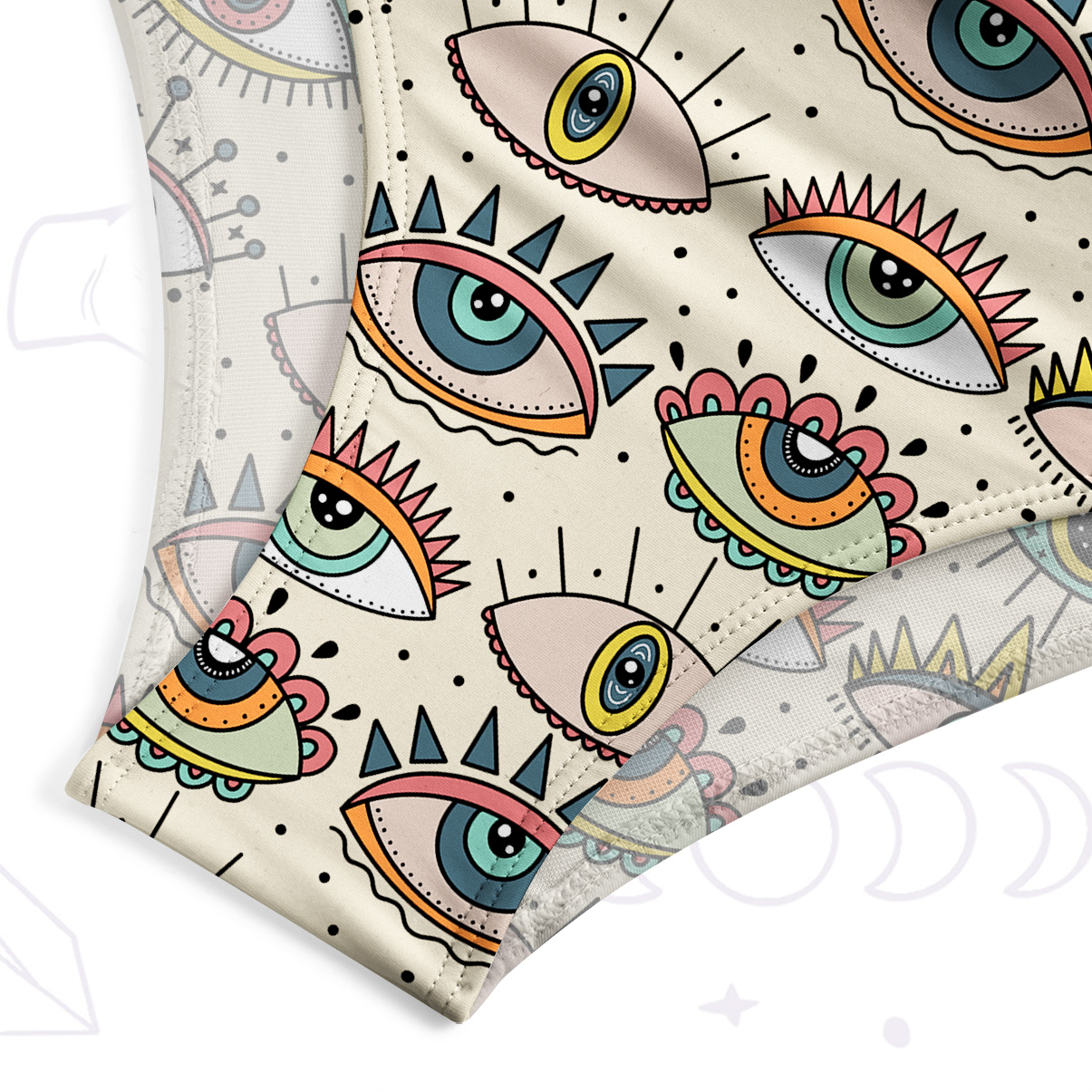 Purplehecate Evil Eye Pattern One-Piece Swimsuit