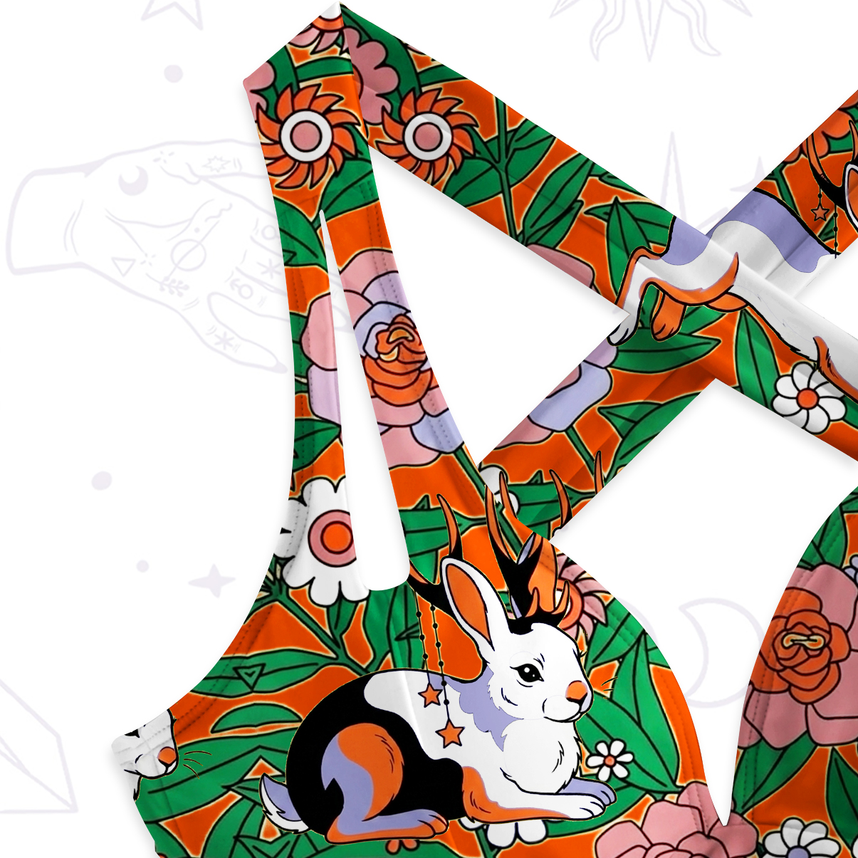 Purplehecate Mystic Blossom Bunny Garden One-Piece Swimsuit