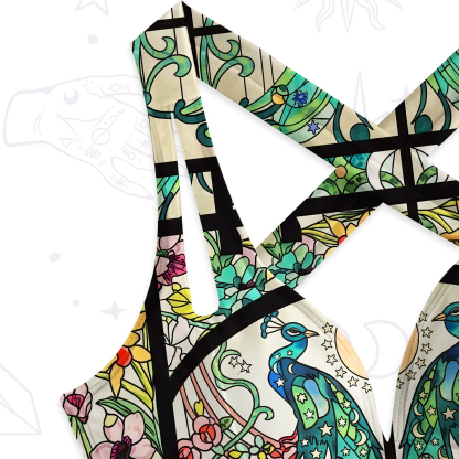 Purplehecate Mystic Peacock Stained Glass One-Piece Swimsuit