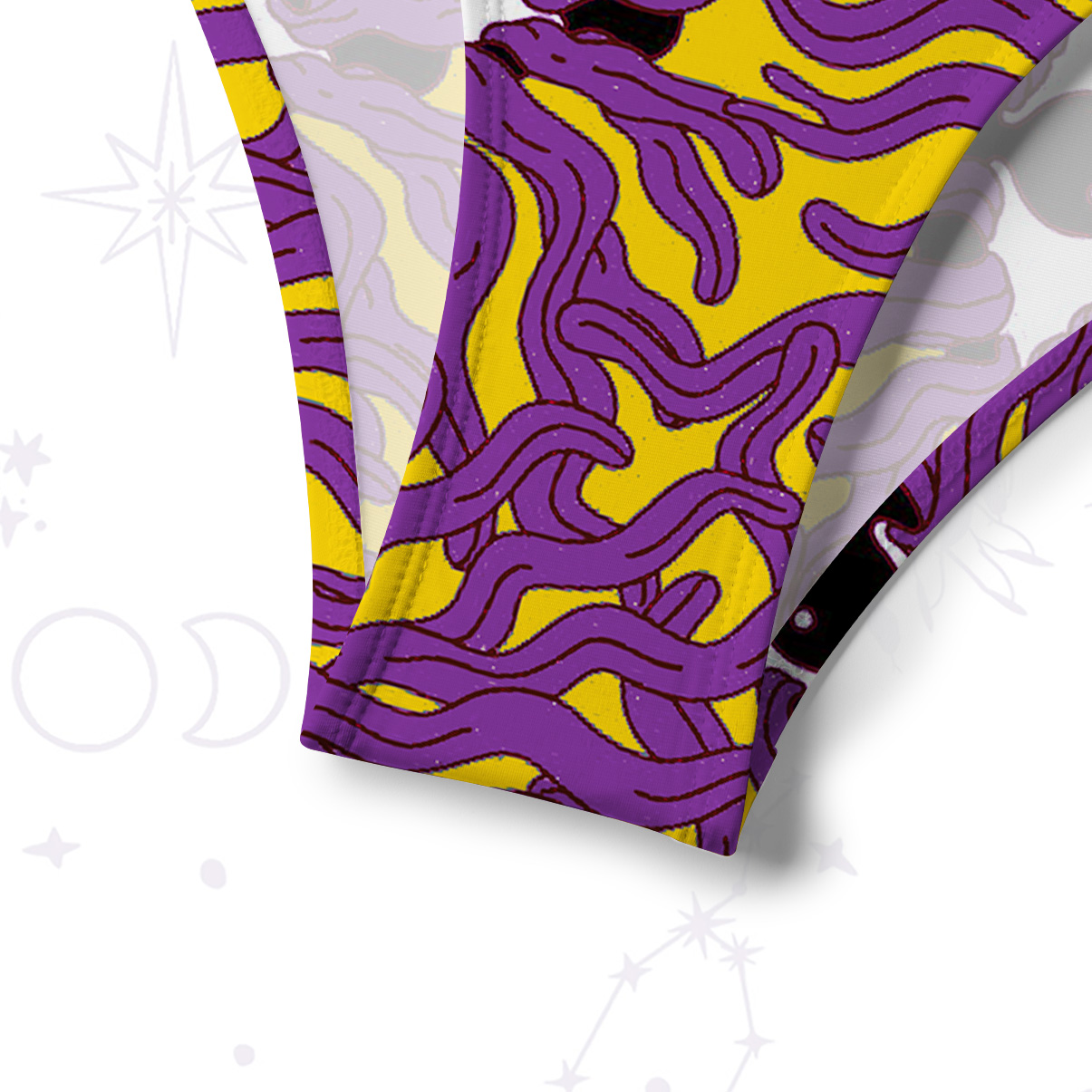 Purplehecate Psychedelic Wave Eyes Crisscross Tie-Back Bikini Set