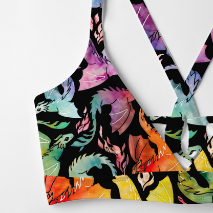 Purplehecate Rainbow Dragon Fire Crisscross Tie-Back Bikini Set