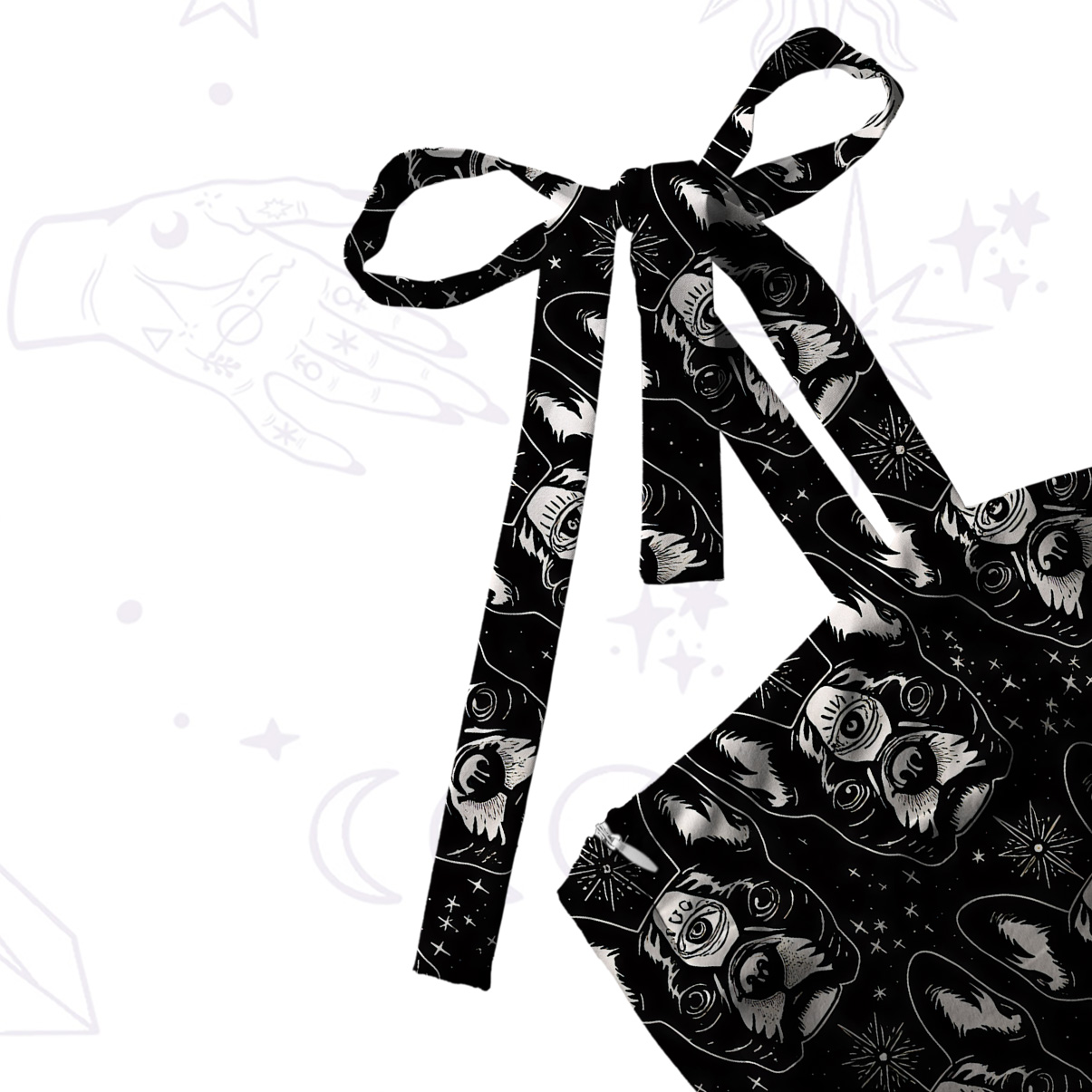 Purplehecate Mystic Boston Terrier Tie Shoulder Maxi Dress