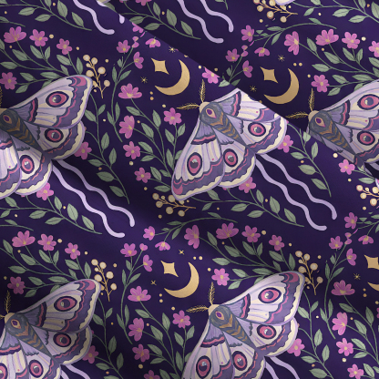 Purplehecate Enchanted Night Moth Stars Wide Straps Maxi Dress