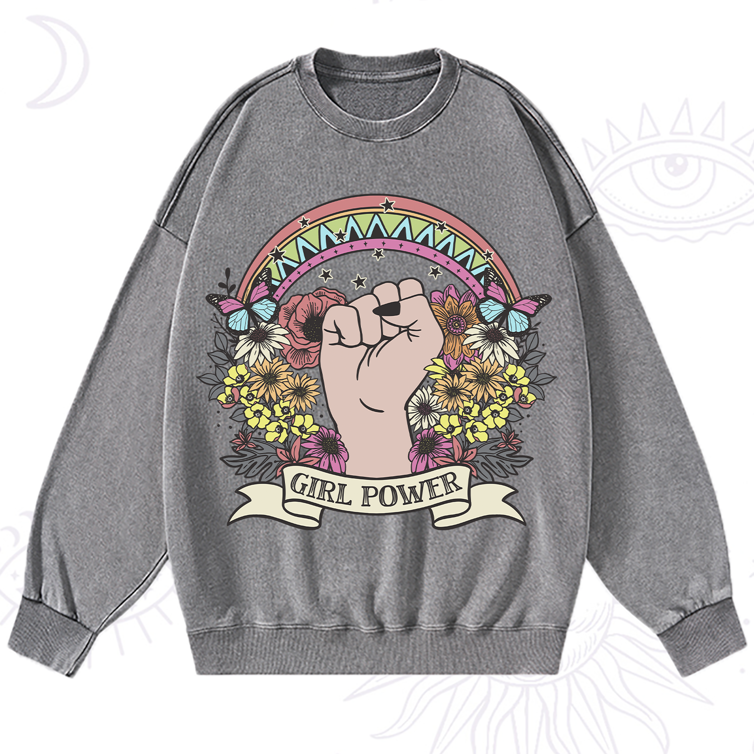 Purplehecate Girl Power Washed Sweatshirt
