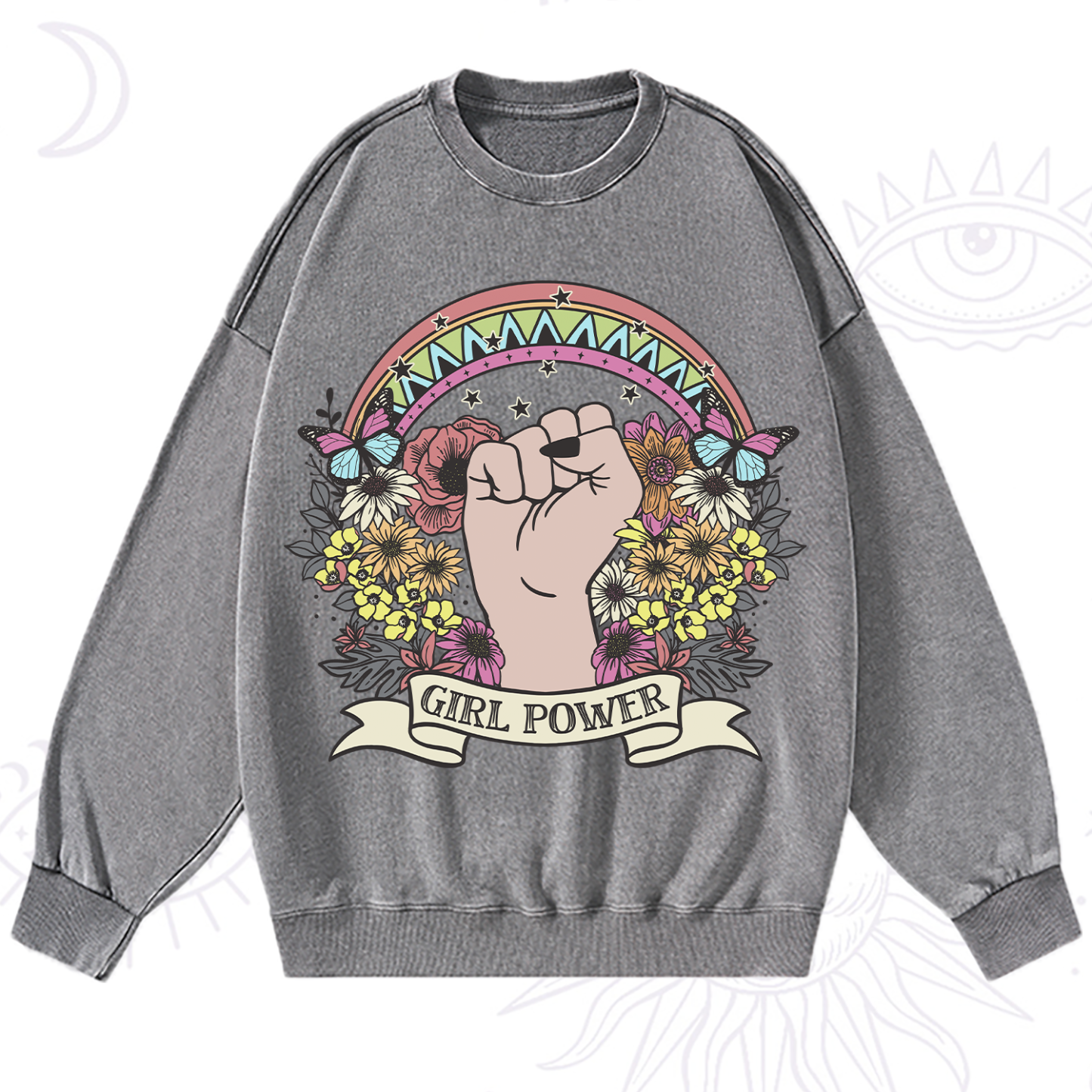 Purplehecate Girl Power Washed Sweatshirt