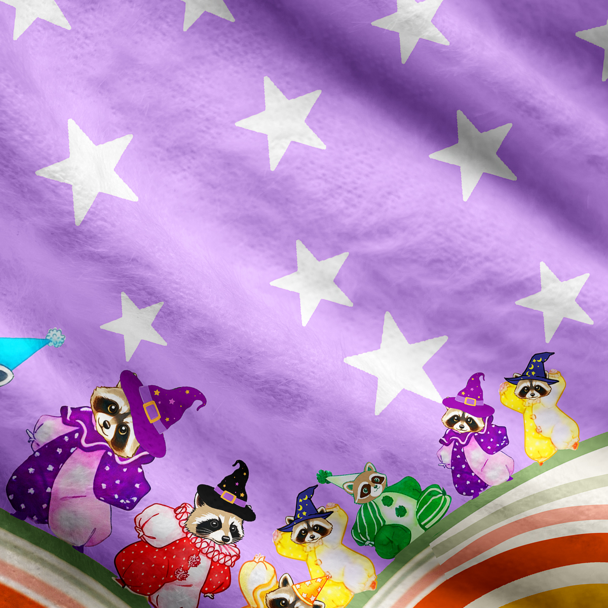 Purplehecate Rainbow Raccoon Star Ugly Cardigan Sweaters
