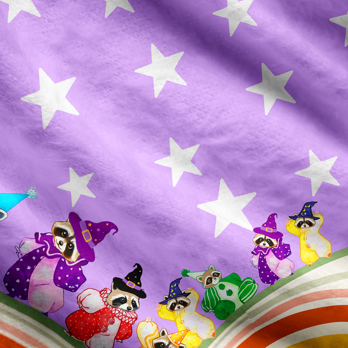 Purplehecate Rainbow Raccoon Star Ugly Cardigan Sweaters