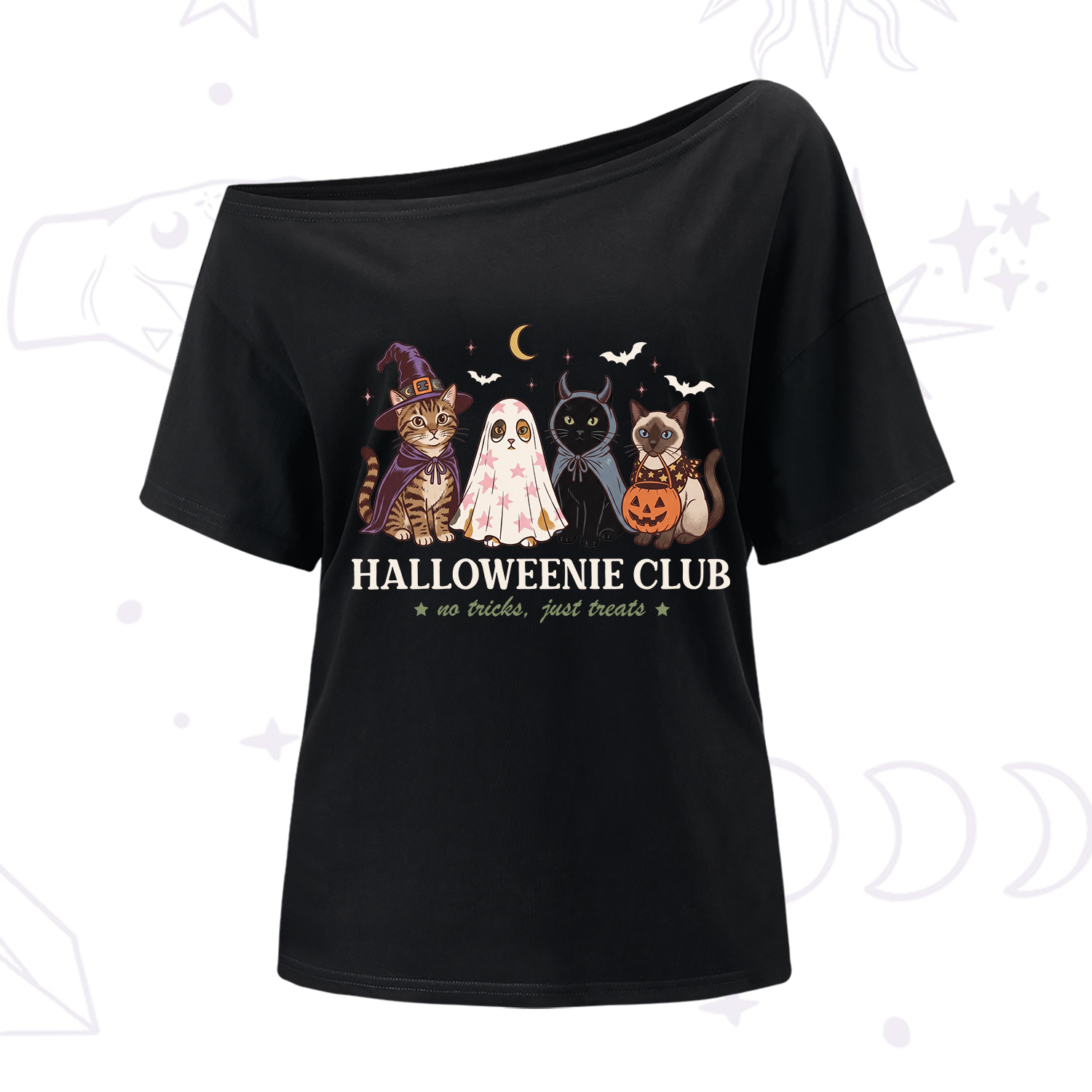 Purplehecate Halloweenie Club One Shoulder T-Shirt