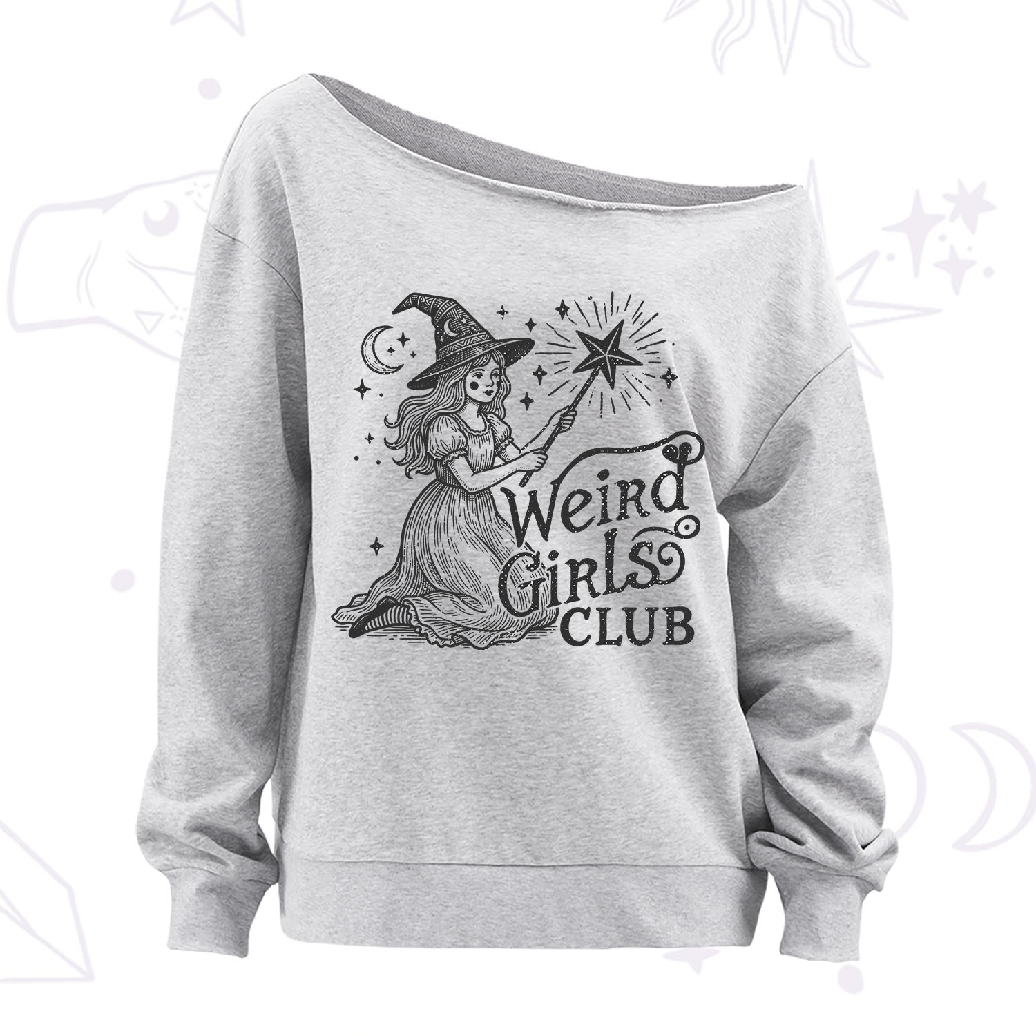 Purplehecate Weird Girls Club Off The Shoulder Sweatshirt