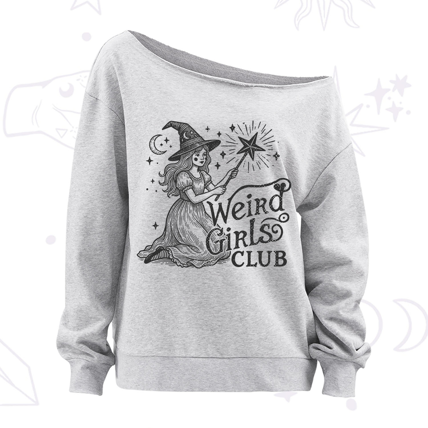 Purplehecate Weird Girls Club Off The Shoulder Sweatshirt