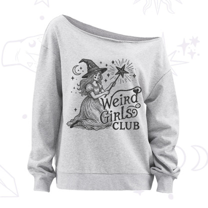 Purplehecate Weird Girls Club Off The Shoulder Sweatshirt