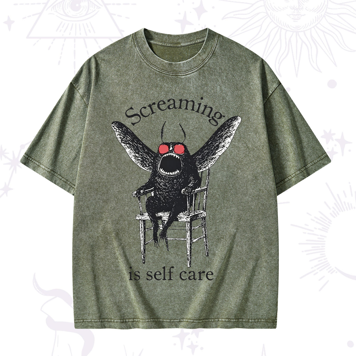 Purplehecate Mothman Screaming Washed T-Shirt