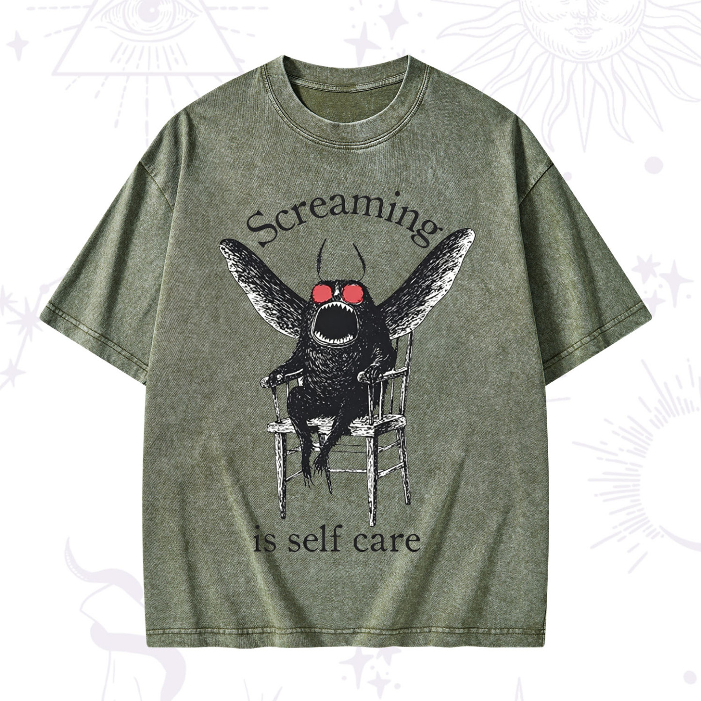 Purplehecate Mothman Screaming Washed T-Shirt