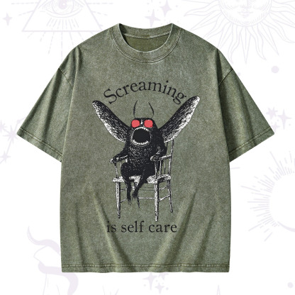 Purplehecate Mothman Screaming Washed T-Shirt