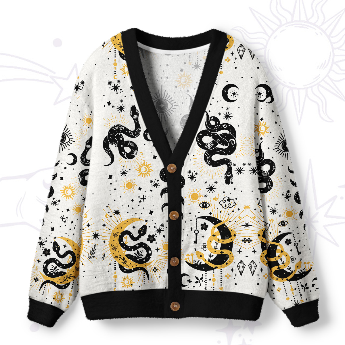 Purplehecate Divine Serpent Under the Moon Ugly Cardigan Sweaters