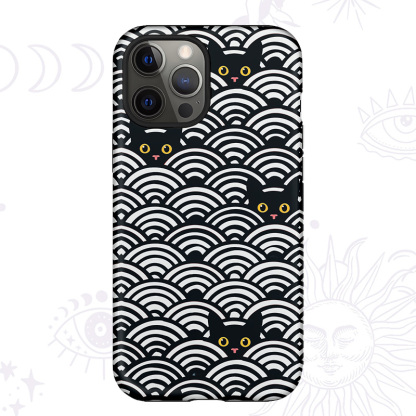 Purplehecate Rainbow Black Cat Waves Phone Case