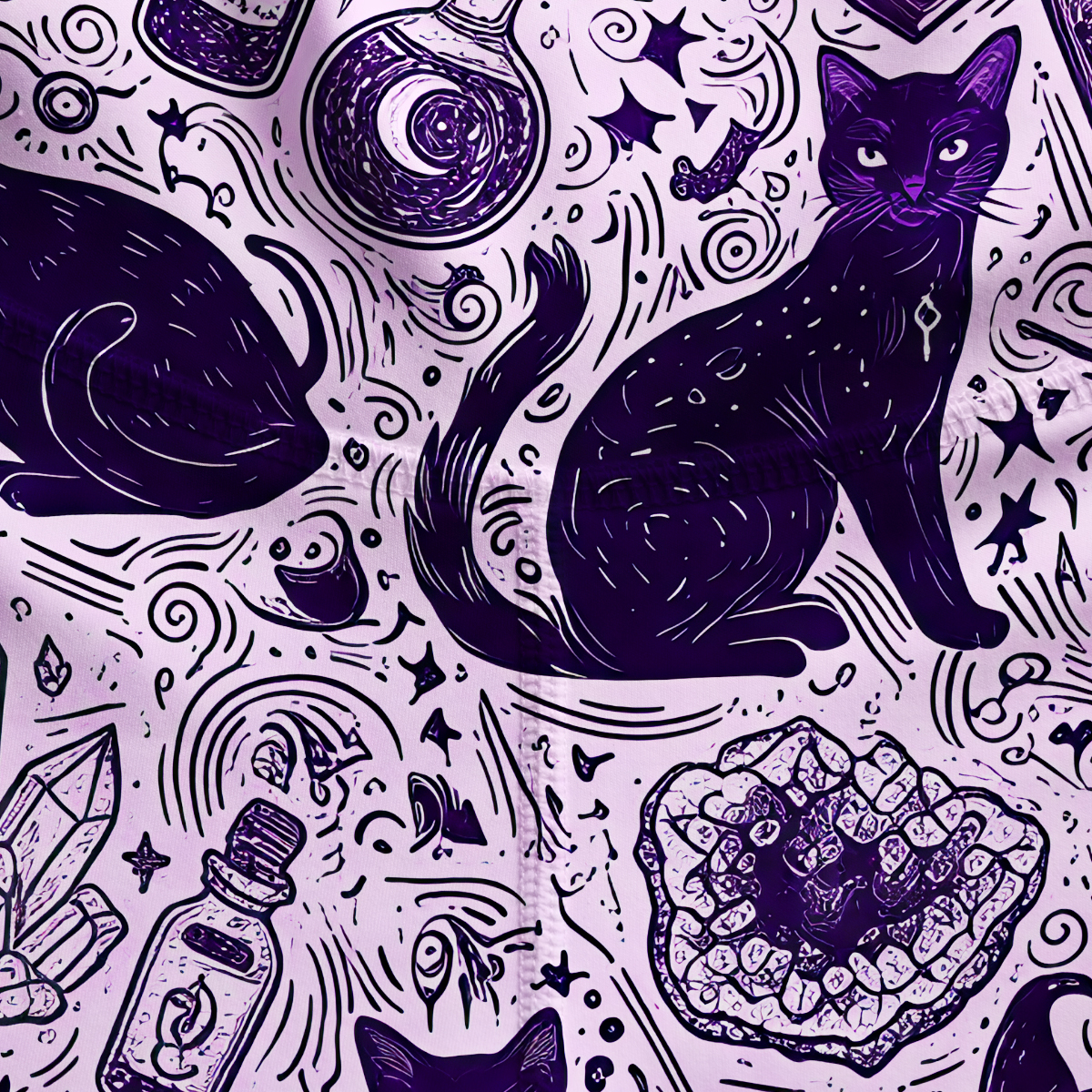Purplehecate Midnight Black Cat Witch Potion Yoga Pants