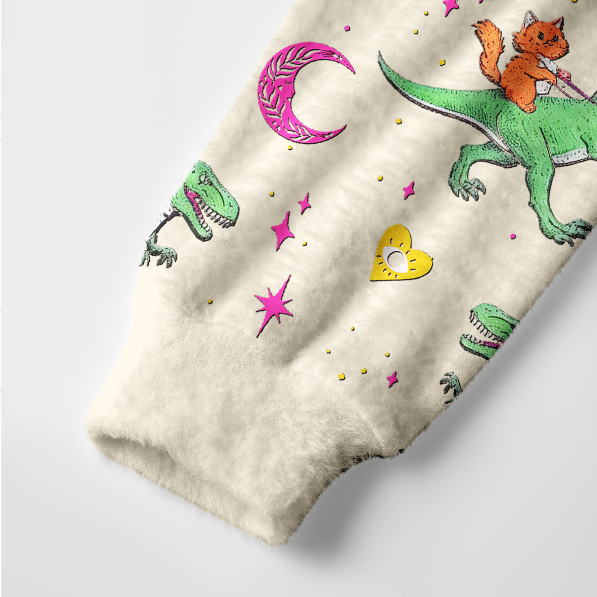 Purplehecate Witch Cat Rides the Dino Ugly Cardigan Sweaters