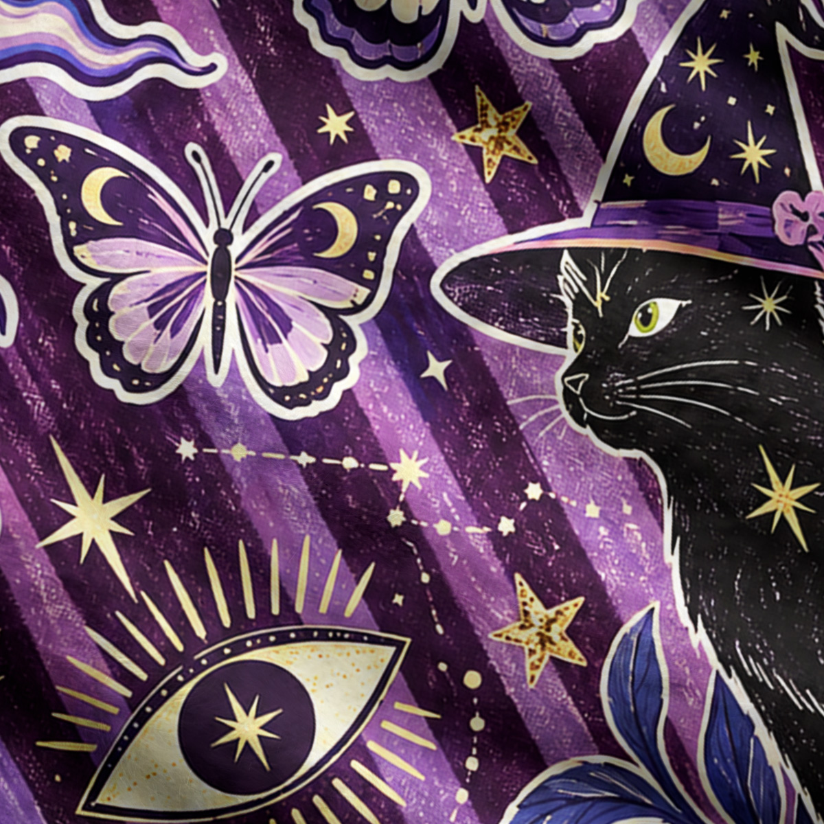Purplehecate Moon Whispers Black Cat Ugly Cardigan Sweaters