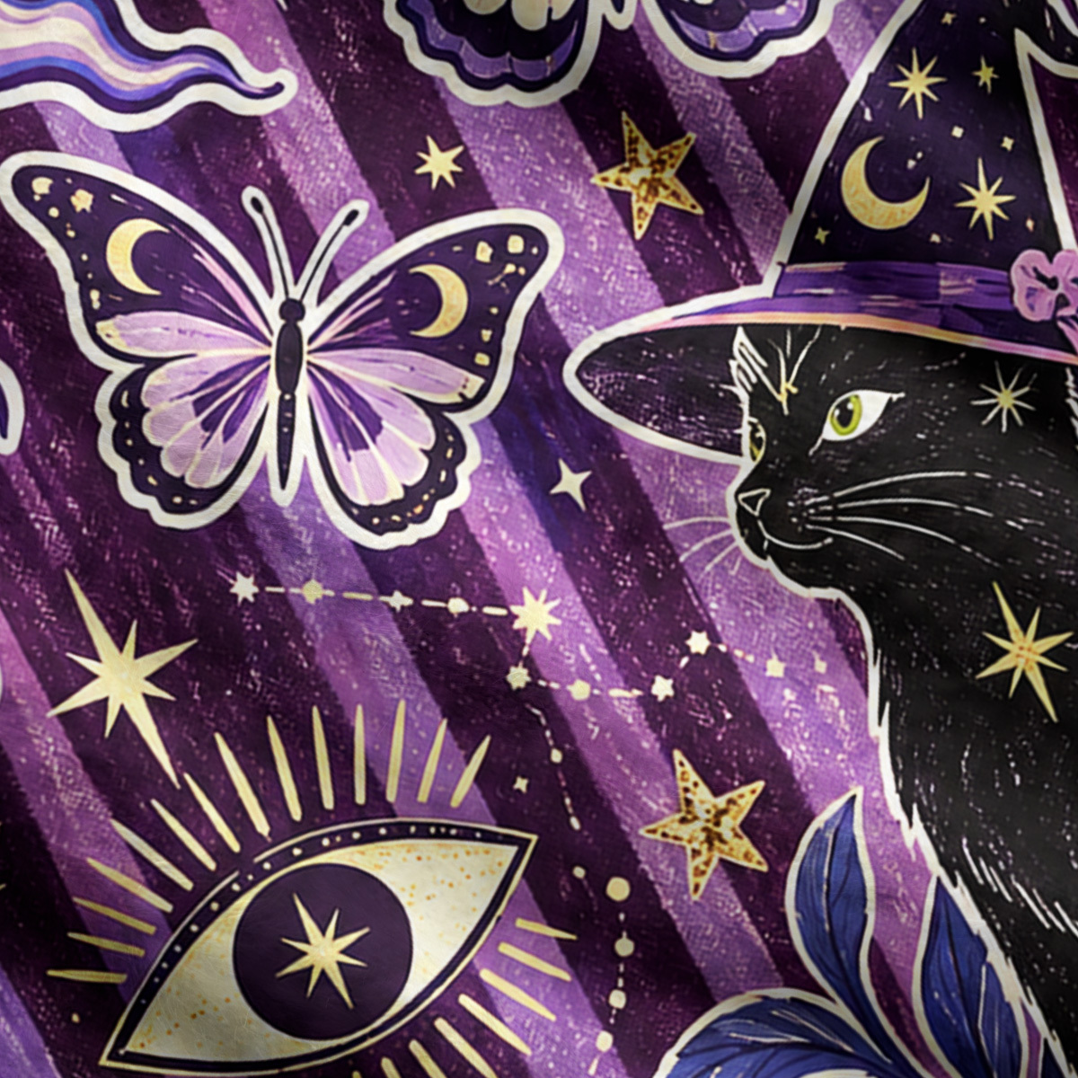 Purplehecate Moon Whispers Black Cat Ugly Cardigan Sweaters