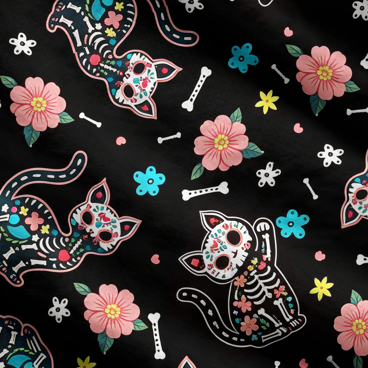 Purplehecate Dia de los Muertos Skeleton Cat Cat Ugly Cardigan Sweaters