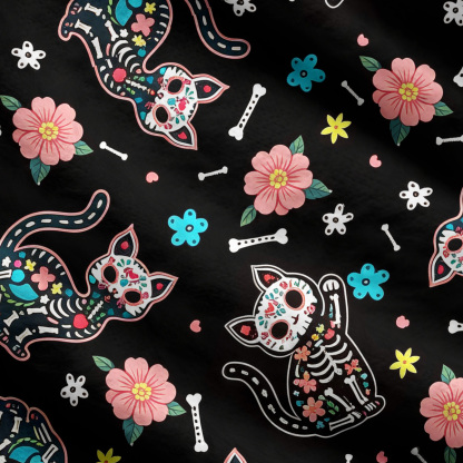 Purplehecate Dia de los Muertos Skeleton Cat Cat Ugly Cardigan Sweaters