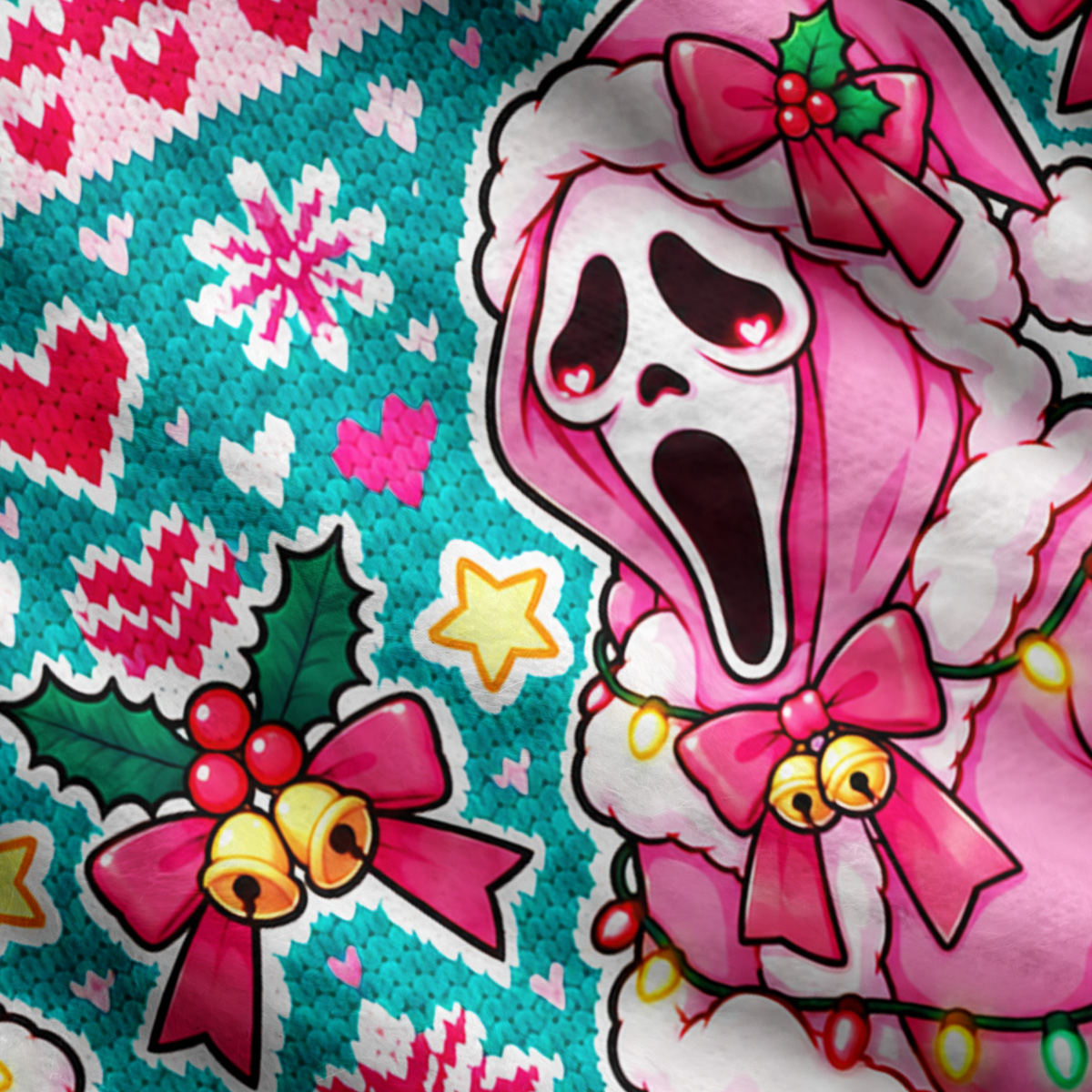 Purplehecate Screaming Christmas Ghost Ugly Cardigan Sweaters