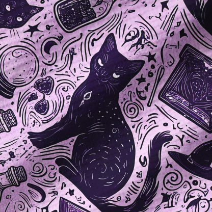 Purplehecate Midnight Black Cat Witch Potion Ribbed Knit Dress