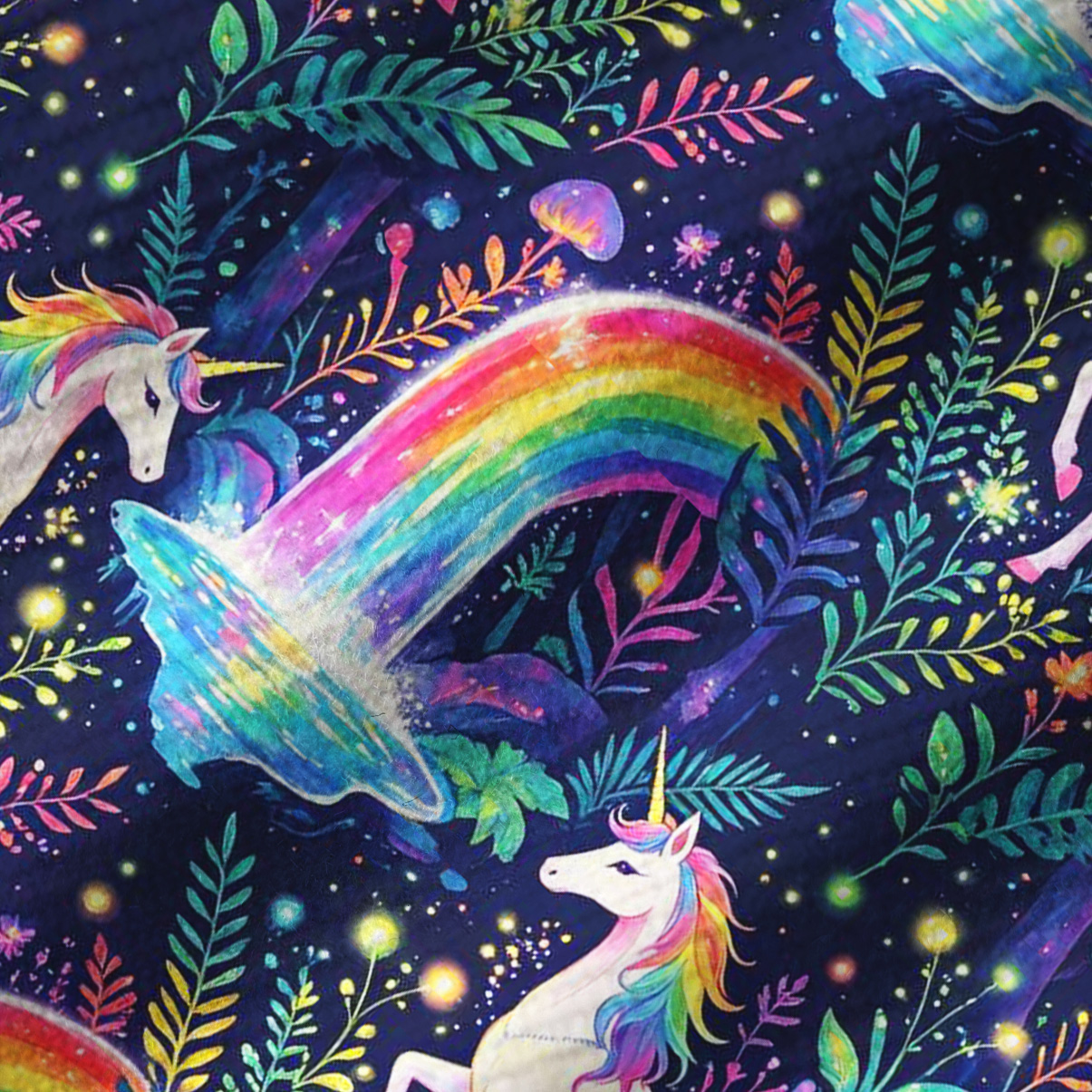 Purplehecate Rainbow Forest Unicorn Magic Ribbed Knit Dress