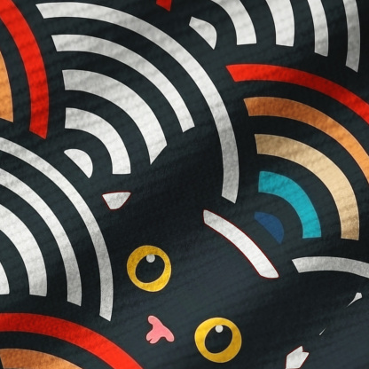 Purplehecate Rainbow Black Cat Waves Ribbed Knit Dress