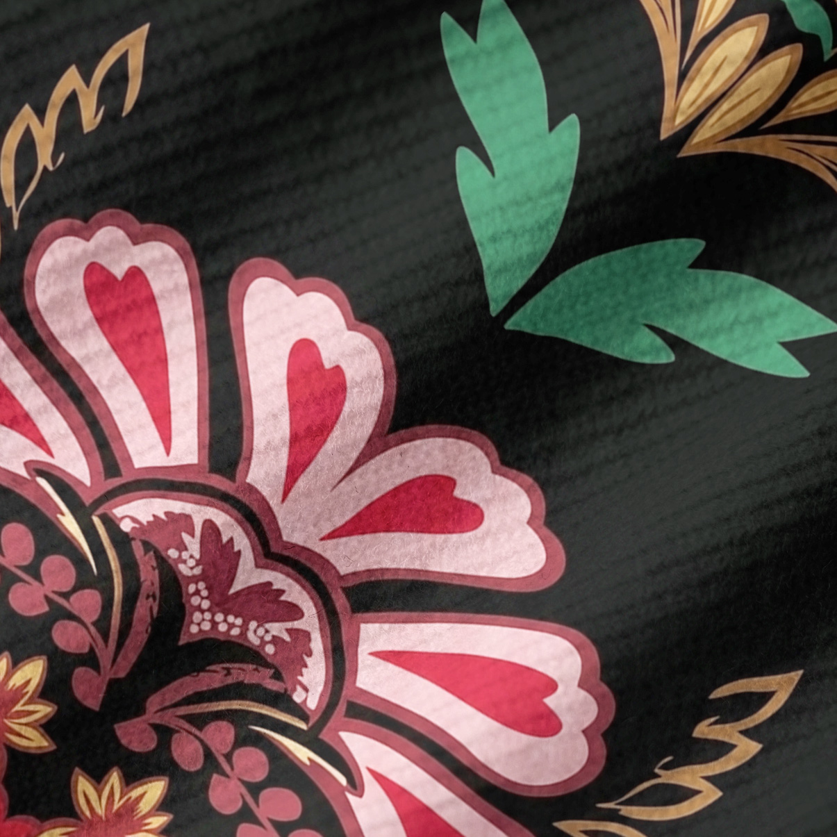 Purplehecate Ethnic Passionate Floral Motif Ribbed Knit Dress