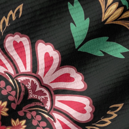 Purplehecate Ethnic Passionate Floral Motif Ribbed Knit Dress