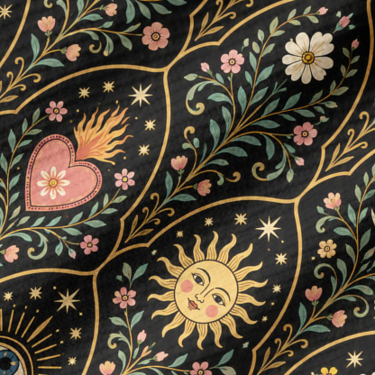 Purplehecate Mystic Sun Moon Hearts Ribbed Knit Dress