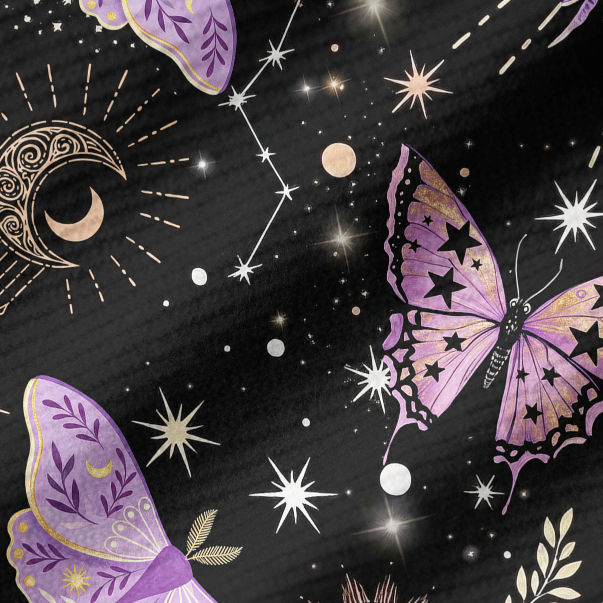 Purplehecate Starry Night Lunar Moth Ribbed Knit Dress