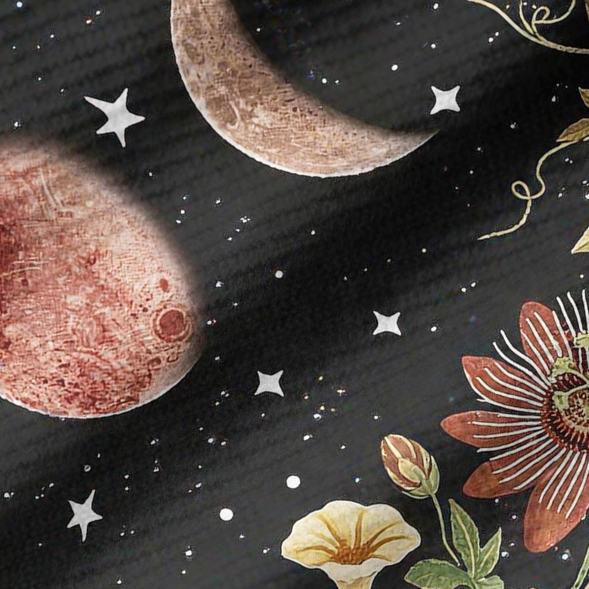 Purplehecate Moon Phase Floral Ribbed Knit Dress