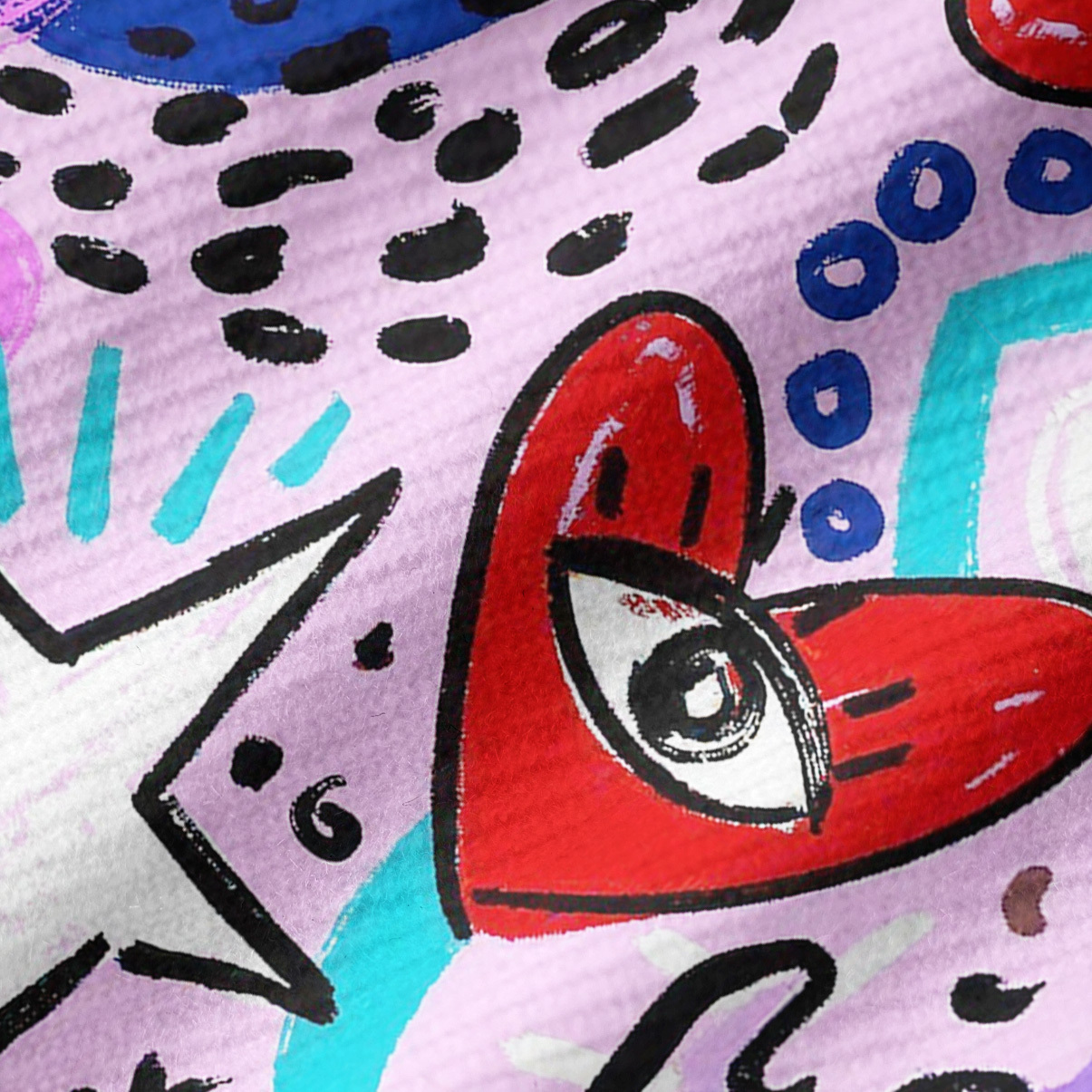 Purplehecate Cosmic Love Eyes Graffiti Ribbed Knit Dress