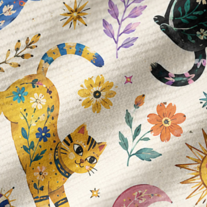 Purplehecate Rainbow Magic Cats Ribbed Knit Dress