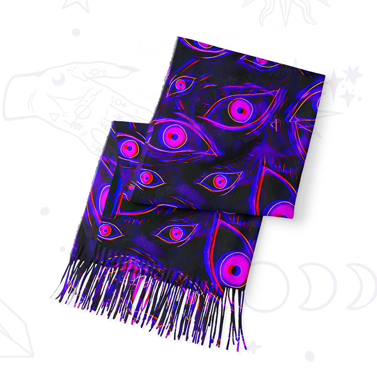 Purplehecate Glitch Vision Printed Fringe Scarf