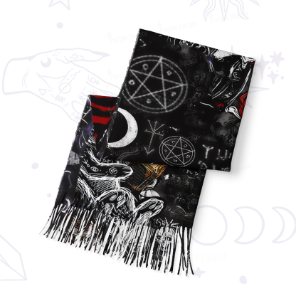 Purplehecate Gothic Cursed Bunny Ritual Printed Fringe Scarf