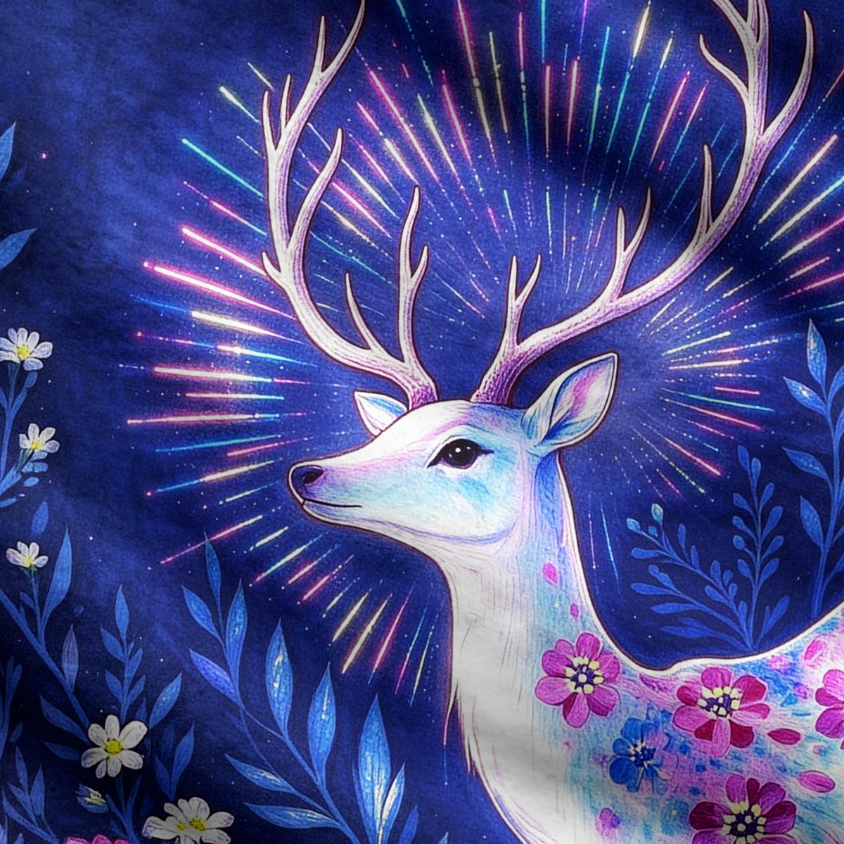 Purplehecate Enchanted Deer Under the Stars Ugly Cardigan Sweaters