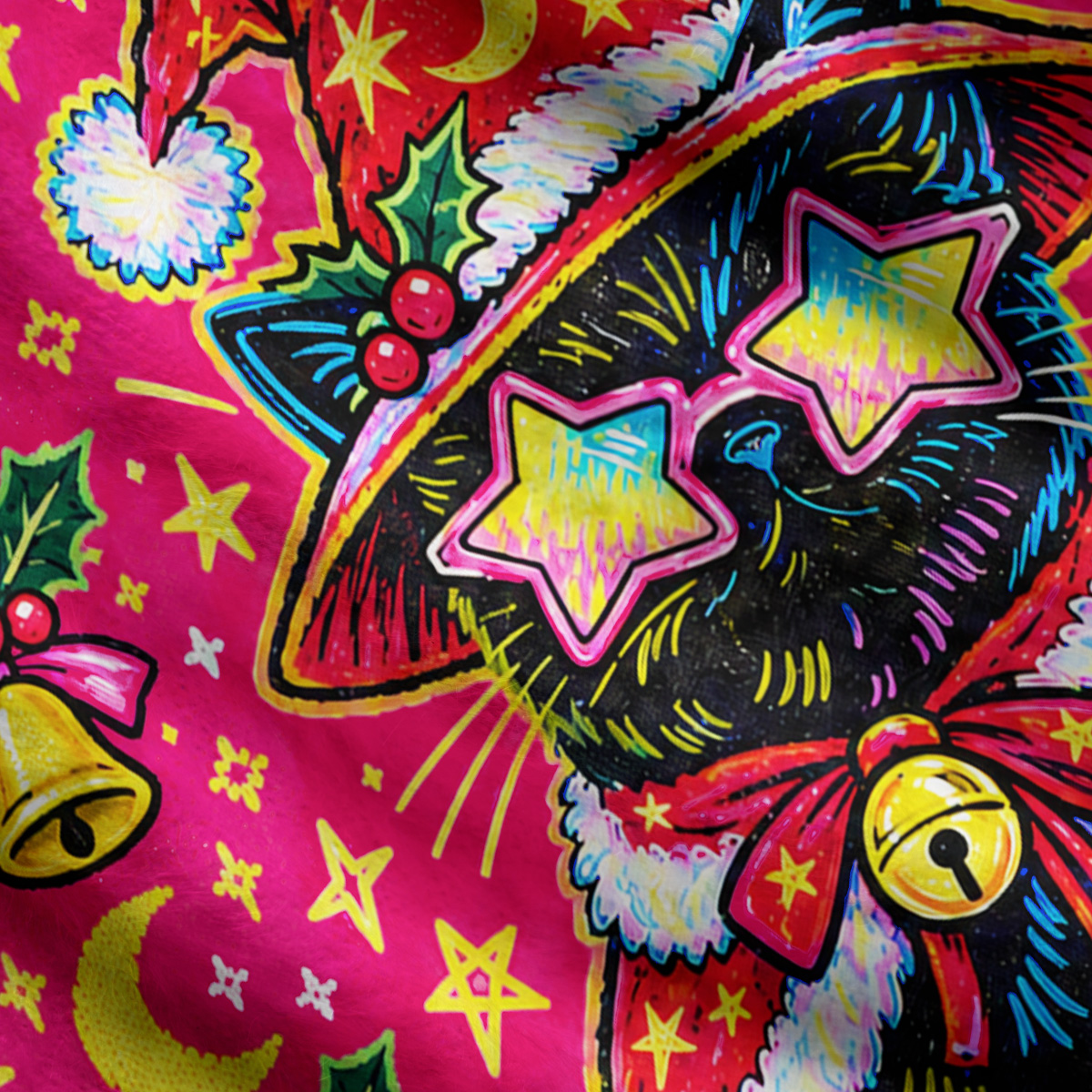Purplehecate Meowry Creepmas Ugly Cardigan Sweaters