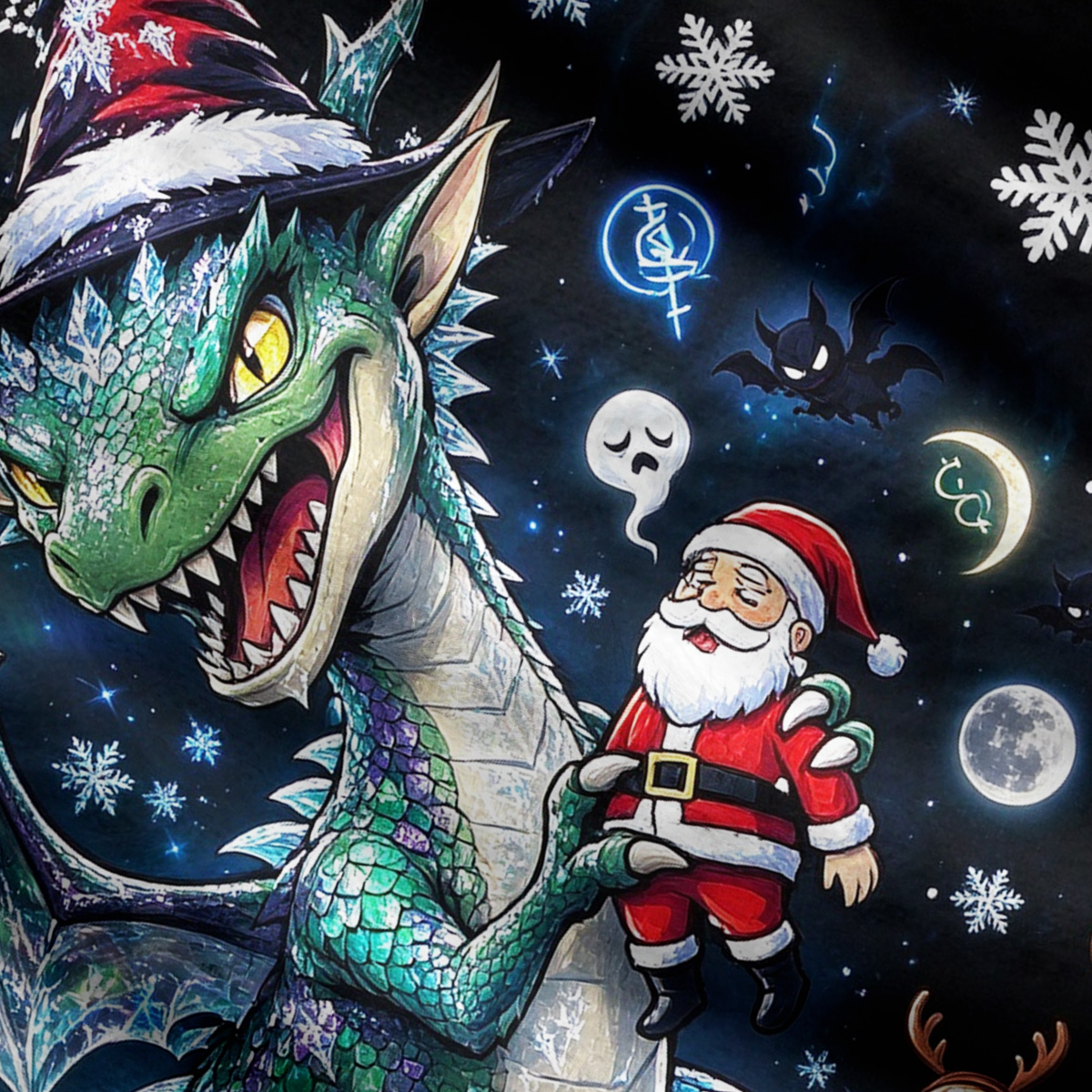 Purplehecate Green Dragon Christmas Chaos Ugly Cardigan Sweaters