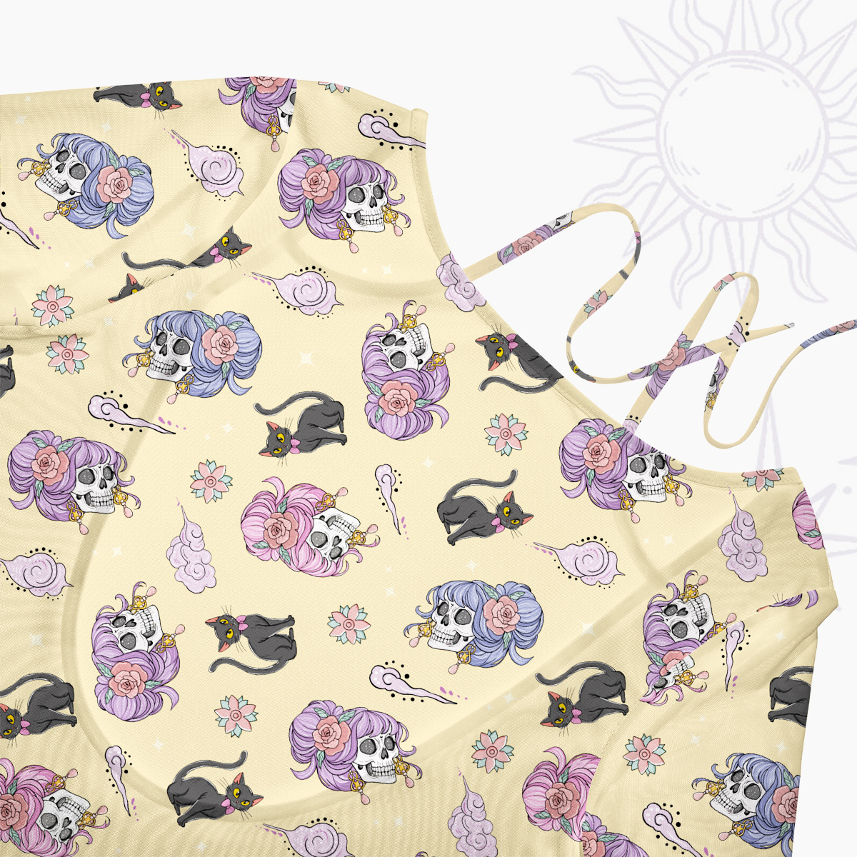 Purplehecate Magical Cat Skeleton Mom Beachwear Cover-Up Dress