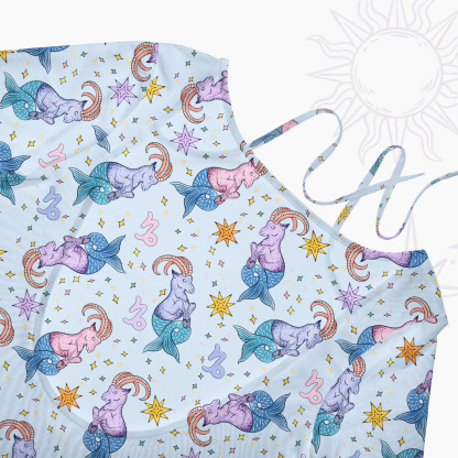 Purplehecate Capricorn Spirit Zodiac Beachwear Cover-Up Dress