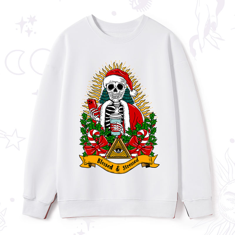Purplehecate Christmas Blessed And Stressed Sweatshirt