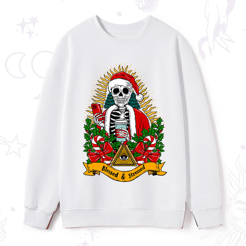 Purplehecate Christmas Blessed And Stressed Sweatshirt