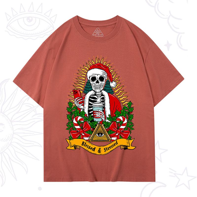 Purplehecate Christmas Blessed And Stressed T-Shirt