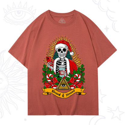 Purplehecate Christmas Blessed And Stressed T-Shirt