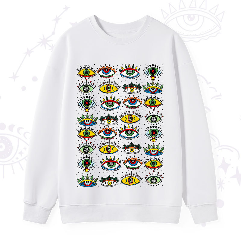 Purplehecate Christmas Evil Eye Pattern Sweatshirt