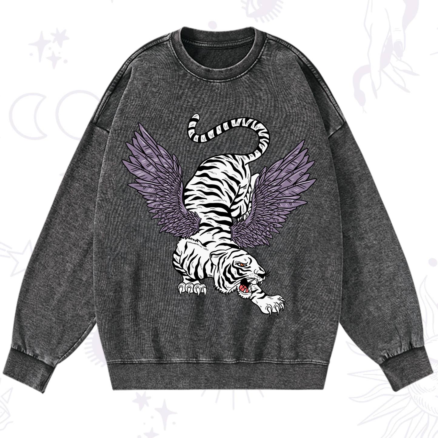 Magic Purplehecate Tiger With Wings Washed Sweatshirt